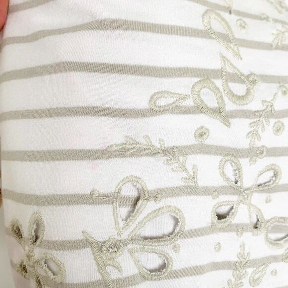 Free People Top Women’s Seafaring Striped Embroidered Tunic Ivory Cutout Small - Picture 11 of 11